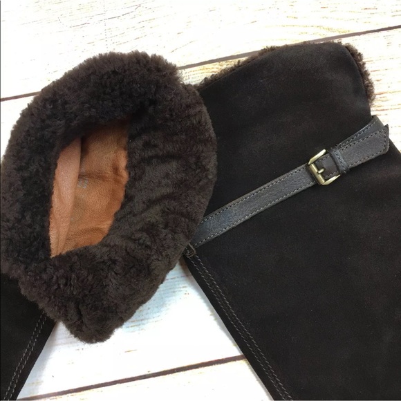 J Crew Italy shearling cuff suede boots sz 7 - Picture 4 of 9